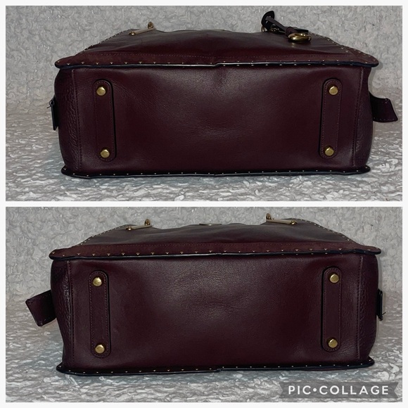 Coach Dreamer 36 Border Rivets Large Mixed Leather Suede Shoulder Bag in Brown - Picture 11 of 16